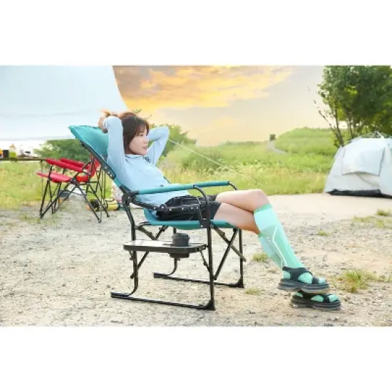PAGED Camping Chairs with Side Table and Pocket,Outdoor Portable Chairs with High Back,Folding Chairs for Lawn,Beach image {6}