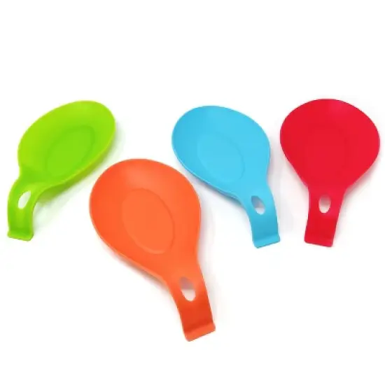 Wrapables Large Silicone Heat Resistant Spoon Rest Utensil Spatula Ladle Holder (Set of 4) image {7}