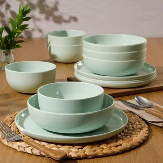 Gibson Home Candy Skies 12 Piece Unbreakable Wheat Straw Melamine Dinnerware Set - Pink image {13}