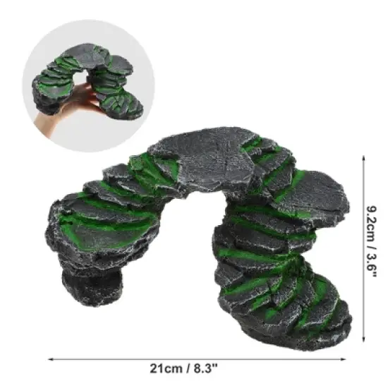 Unique Bargains Resin Tortoise Rock Turtle Basking Platform 8.3"x6.5"x3.6" Gray Green 1 Pc image {3}