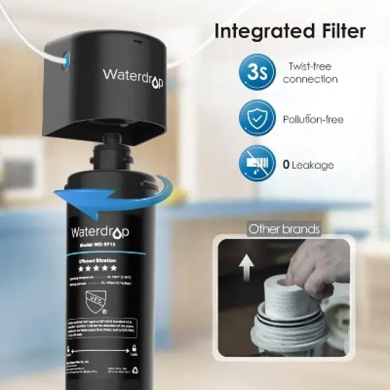 Waterdrop 15UB Under Sink Water Filter, Under Sink Water Filtration System for 2 Years image {7}