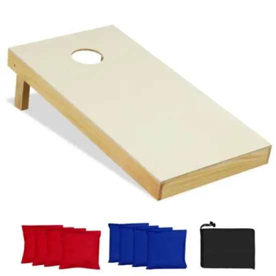 Costway 1/2 PCS 4'x2' Portable Corn Hole Game Board Includes 8 Bean Bags Solid Wood image {10}