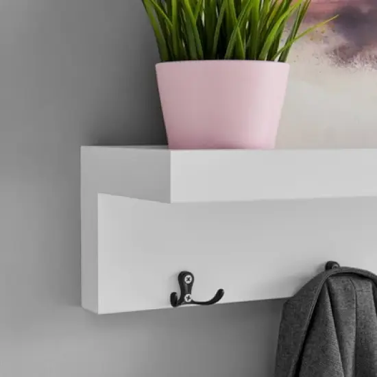 26.6" x 5.75" Coat Rack and Shelf White - Danya B. image {2}