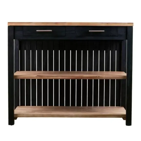 Nashhex Expandable Freestanding Kitchen Island Black/Natural - Aiden Lane image {2}