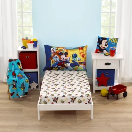 Disney Mickey Mouse Funhouse Crew 2 Piece Toddler Sheet Set - Fitted Bottom Sheet and Reversible Pillowcase image {8}