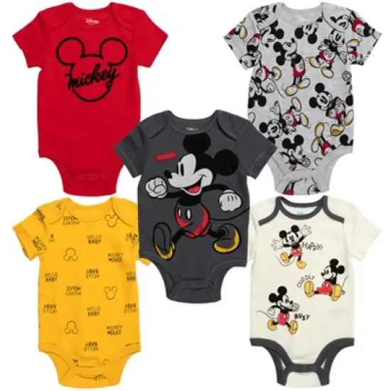 Disney Mickey Mouse Lion King Winnie the Pooh Pixar Toy Story Finding Nemo Baby 5 Pack Bodysuits Newborn to Infant image {14}