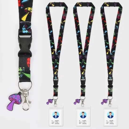 3-Pack Magic Mushroom ID Badges and Holders with Clear Plastic ID Lanyards image {5}