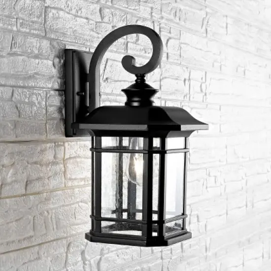 Cendra Outdoor Wall Lantern - PLT4011 - Clear/Black - Safavieh image {3}