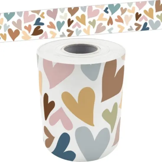 Teacher Created Resources&reg; Everyone Is Welcome Hearts Straight Rolled Border Trim, 50 Feet, 3 Rolls image {1}