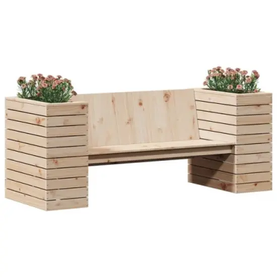 vidaXL Planter Bench Natural Pine Solid Pine Wood 66.9x23.6x25.6 in image {3}