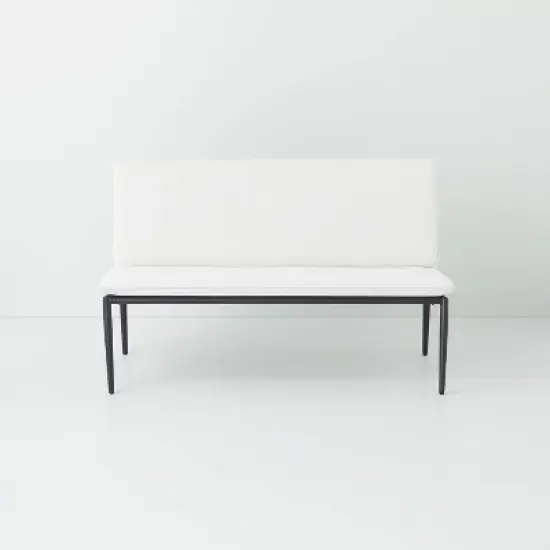 Cushioned Metal Outdoor Loveseat - Cream/Black - Hearth & Hand&trade; with Magnolia image {2}