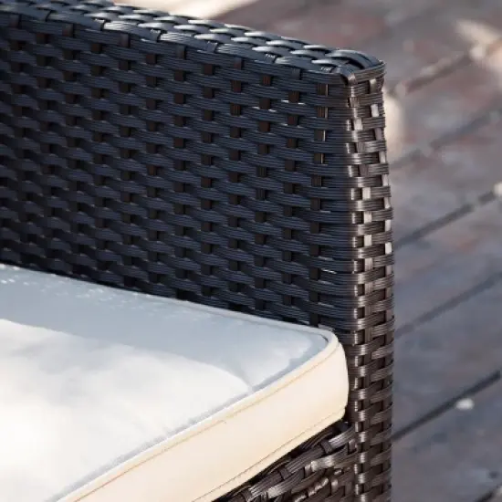 Christopher Knight Home Lucia Outdoor Wicker 6 Seater Chat Set with Cushion, Brown/Tan image {8}