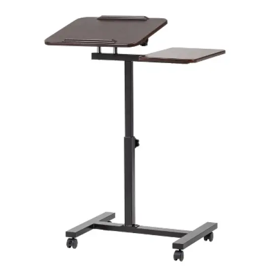 IRIS USA Height Adjustable Laptop Cart and Dynamic Rolling Workstation, Brown image {8}