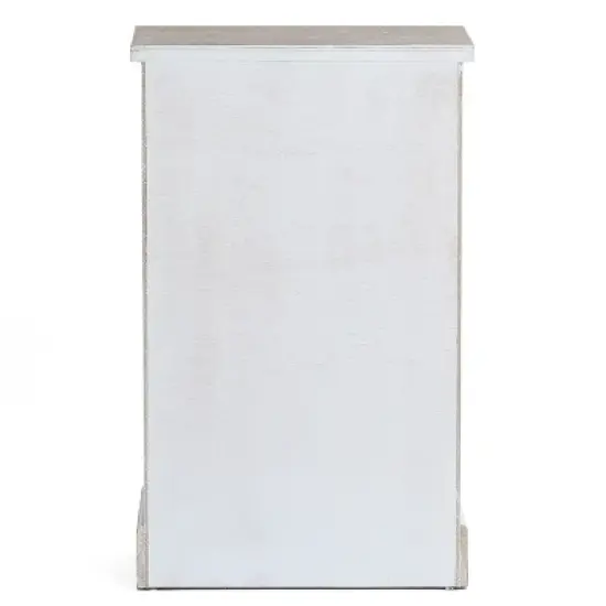 LuxenHome White and Natural Wood 2-Door Wine Cabinet image {4}