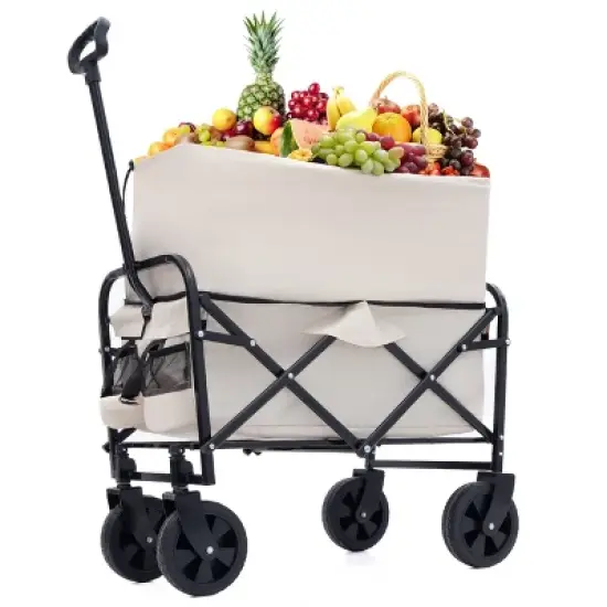 KTMBDW Extention Collapsible Folding Heavy Duty Utility Wagon Cart for Outdoor Sports, 225 pounds Weight Capacity, Camping, Garden and Shopping image {1}