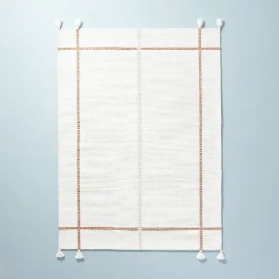 Bold Cross Stripes Tassel Rug Cream/Tan - Hearth & Hand&trade; with Magnolia image {7}