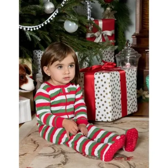 Leveret Matching Family Pajamas Red and White Striped image {6}