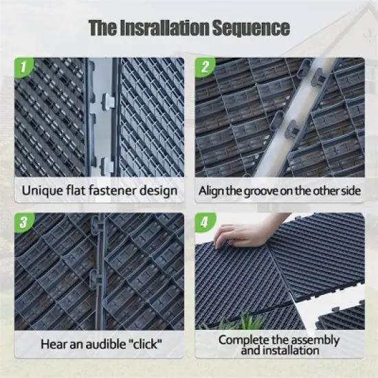 CLIHOME 12"x12" Square Composite Decking Tiles, Four Slat Plastic Outdoor Interlocking Deck Tiles(Pack of 44) image {4}