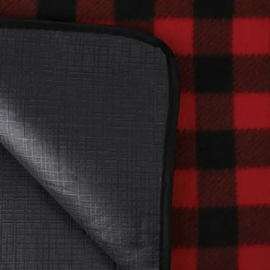 Picnic Time Blanket Tote XL Outdoor Picnic Blanket - Red/Black Buffalo Check image {3}