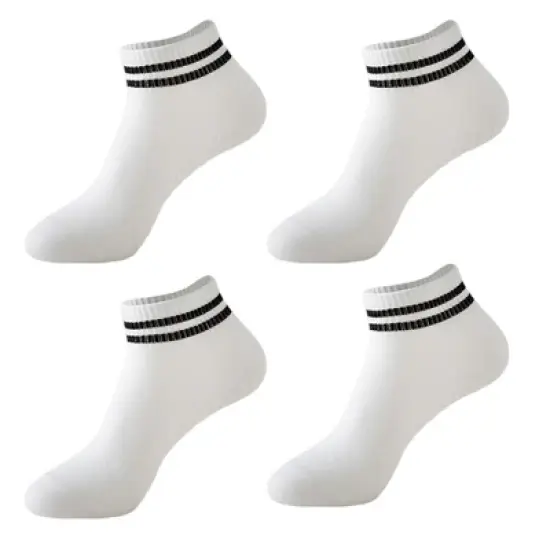 Anna-Kaci 4 Pairs Women's Ankle Grip Yoga Socks Soft Cotton Non-Slip Bottom Striped Cuff image {11}