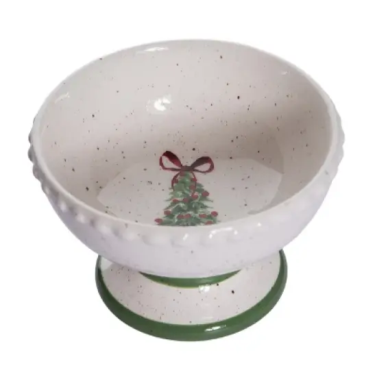 Transpac Ceramic Ice Cream Bowl with Tree Art Design 10.5oz Multicolor Perfect for Desserts and Holiday Celebrations image {1}