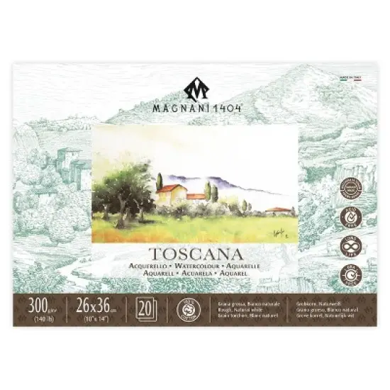 Magnani 1404 Toscana Rough 100% Cotton Watercolor Paper Block, 20 Sheets,  140 lb, Acid-Free, UV Resistant,  Vegan Sized Water Color Paper for image {6}