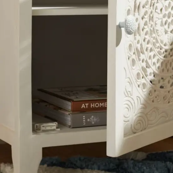 Regius 2 Shelf 1 Door Nightstand - NST5305 - White Washed - Safavieh image {1}