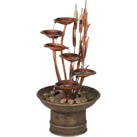 John Timberland Water Lilies and Cat Tails Rustic Cascading Outdoor Floor Water Fountain 33" for Yard Garden Patio Home Deck Porch House Exterior Roof image {5}