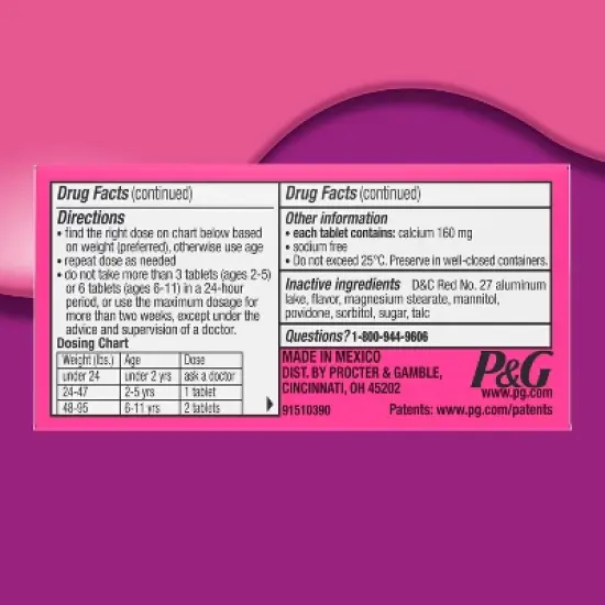 Pepto-Bismol Children's Antacid Chewable Tablets - Bubble Gum - 24ct image {1}