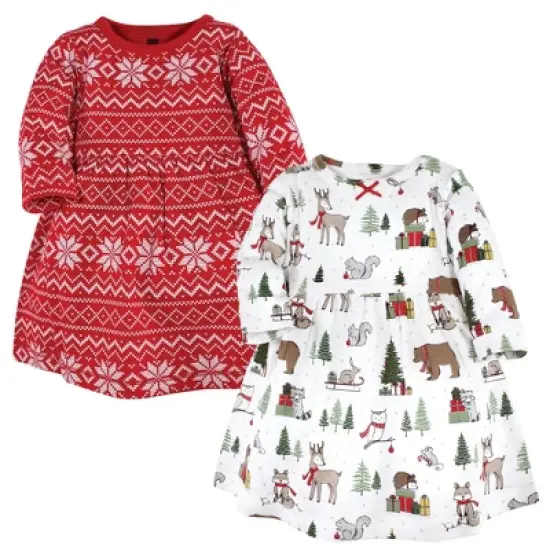 Hudson Baby Infant and Toddler Girl Cotton Dresses, Christmas Forest image {16}