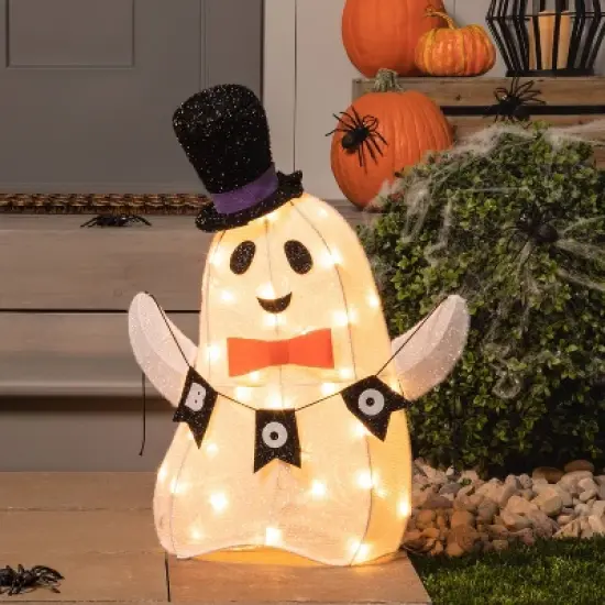 Light Up Ghost BOO Halloween Novelty Sculpture Light - Hyde & EEK! Boutique&trade; image {1}