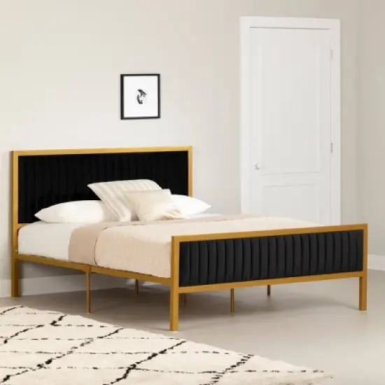 Queen Flam Upholstered Metal Bed - South Shore image {1}