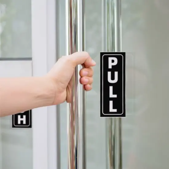 Unique Bargains PVC Self-Adhesive Waterproof Store Horizontal Push Pull Door Sign 2 Set image {3}