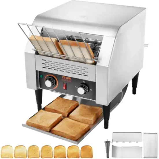 VEVOR Commercial Conveyor Toaster, 300 Slices/Hour Conveyor Belt Toaster, Heavy Duty Stainless Steel Commercial Toaster Oven image {8}