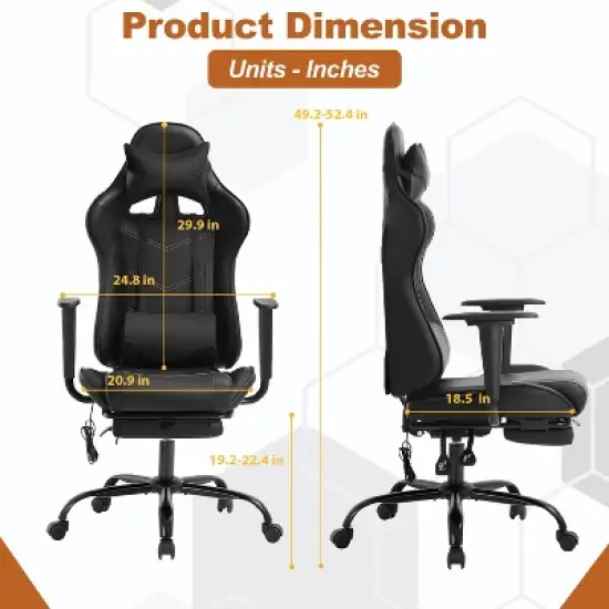 BestMassage Racing Gaming Chair Office Massage Chair with Massage Function Lumbar Support PU Leather for Adult image {6}
