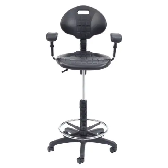 22"-32" Adjustable Height Polyurethane Task Office Chair with Arms Black- Hampden Furnishings image {8}