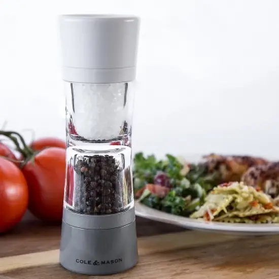 Cole & Mason 8" Lincoln Duo Salt and Pepper Grinder: Ceramic, Clear, 2 Year Warranty, 7.44" Height, 89ml Capacity image {5}