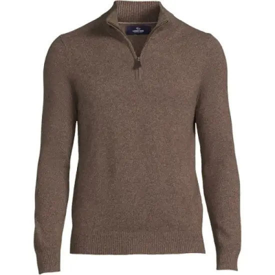 Lands' End Men's Fine Gauge Cashmere Quarter Zip image {6}