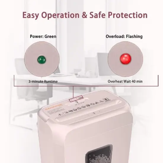 Bonsaii 6-Sheet Crosscut Paper Shredder for Home Use, Shreds Paper, Credit Cards, Staples, Clips, 3.4 Gal Wastebasket, Pink, with Handle image {4}