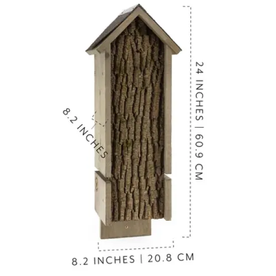 Uncle Dunkels Quadruple Chamber Bat House; Rustic Handmade Backyard Rocket Box Bat Shelter Box image {2}
