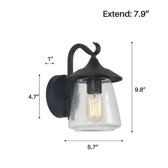 9.8" Metal/Glass Outdoor Lamp Black - LNC image {11}