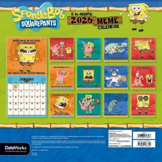 Trends International 2026 SpongeBob Squarepants 12"x12" Wall Calendar image {3}