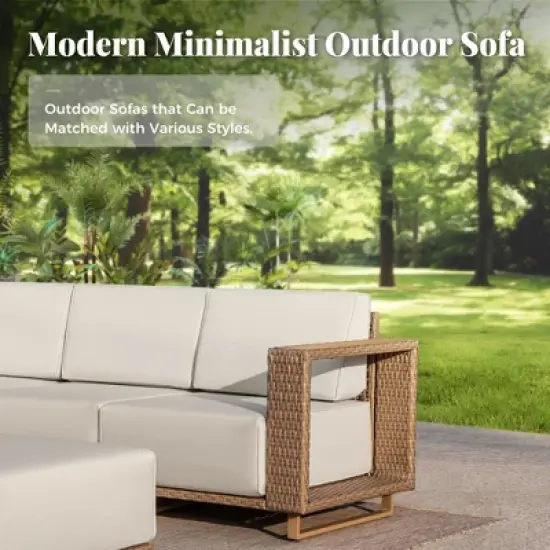 Captiva Designs Outdoor Patio Furniture Sectional Wicker Sofa Conversation Set with 9.8 Inch Thick Cushions image {3}