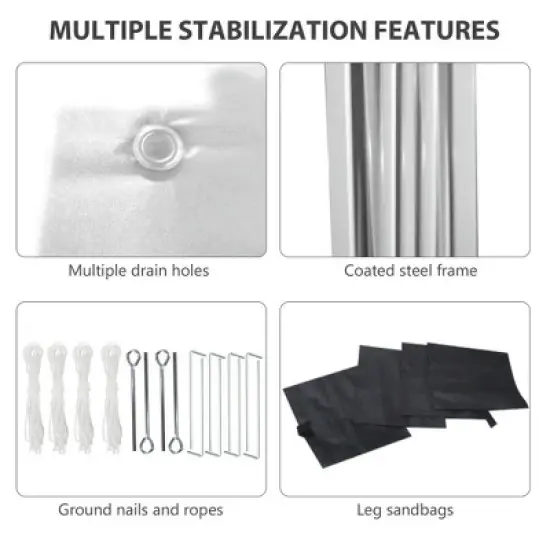 Resenkos Patio Garden Pergola, Pergola Canopy,10' x 10' Pop Up Canopy Tent with 3 Sidewalls, Leg Weight Bags and Carry Bag, Cream Cream White image {4}