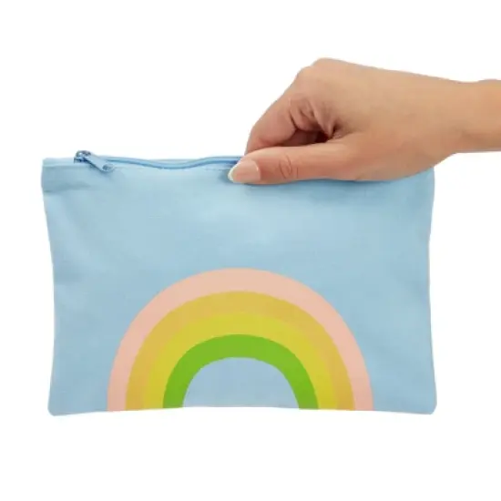 12 Pack Rainbow Pastel Canvas Makeup Bags for Women with Zipper, 4 Colors and 6 Designs (8 x 6 In) image {3}