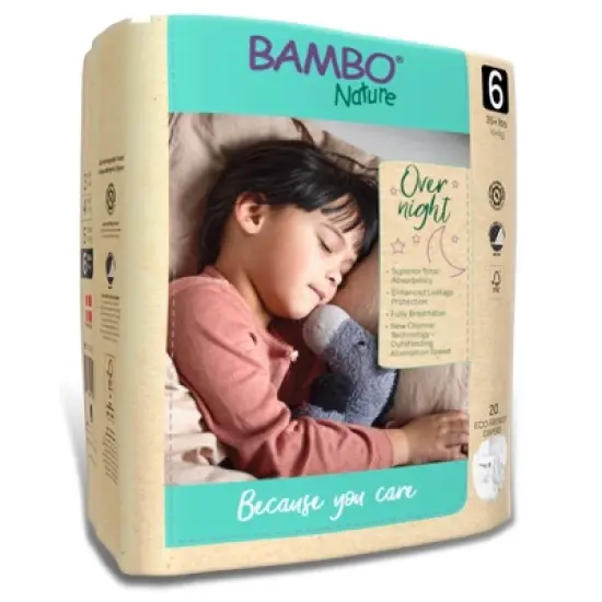 Bambo Nature Overnight Diapers, Disposable, Eco-Friendly, Size 6 image {3}