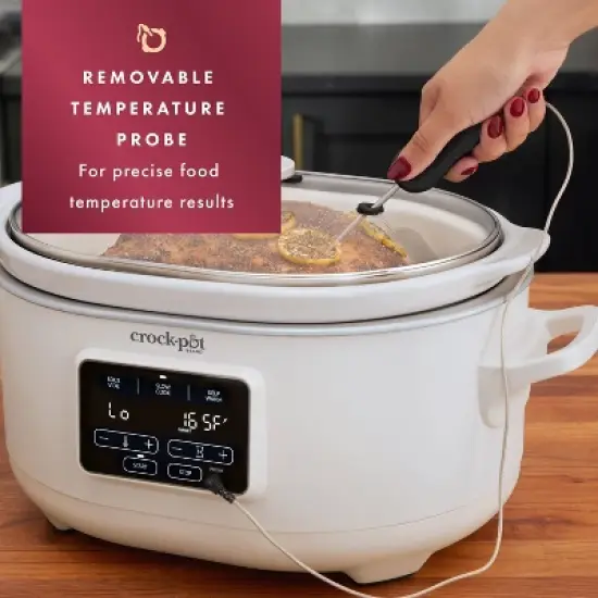 Crock-Pot 6qt Programmable Slow Cooker with Sous Vide - Oat Milk Ivory: Digital Timer, Automatic Shut-Off, 280W image {2}