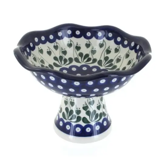 Blue Rose Polish Pottery 660 Ceramika Artystyczna Small Pedestal Dish image {1}