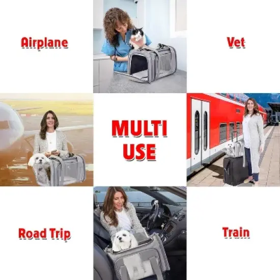 dbest products Pet Smart Cart Carrier Sport Soft Sided Collapsible Folding Travel Bag For Dogs Cats Airline Approved - 11 x 16 inch image {4}