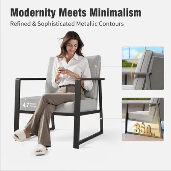 Captiva Designs Modren Outdoor Patio Metal Frame Furniture Conversation Seating Set with Coffee Table image {3}